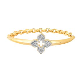 Imagem do produto Pulseira Stelle Rígida com fecho de corrente Flor com 4 pétalas cravejadas de zircônia folheado a ouro 18k