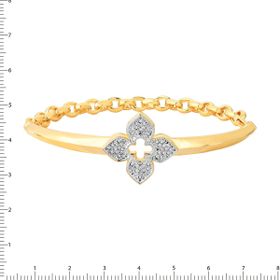Imagem do produto Pulseira Stelle Rígida com fecho de corrente Flor com 4 pétalas cravejadas de zircônia folheado a ouro 18k