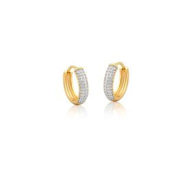 Imagem do produto Brinco argola oval de click meia cravação de zircônias no aro folheado a ouro 18K