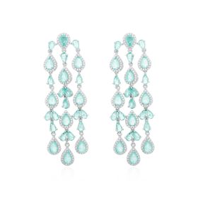 Imagem do produto Brinco Ocean Cascata de gotas verde paraíba em prata 925