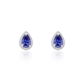 Imagem do produto Brinco gota com 3 garras cristal roxo tanzanita com cravação de zircônias pequenas em prata 925