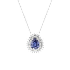 Imagem do produto Colar com cristal gota roxo tanzanita e cravação de espinhos grandes de zircônias em prata 925