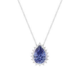Imagem do produto Colar com gota cristal roxo tanzanita e cravação espinhos de zircônia em prata 925
