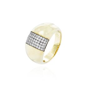 Imagem do produto Anel abaluado com aro polido e cravação fina em prata 925 folheado a ouro 18K