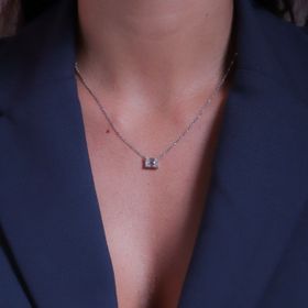 Imagem do produto Colar moissanite carré 6x8mm prata 925