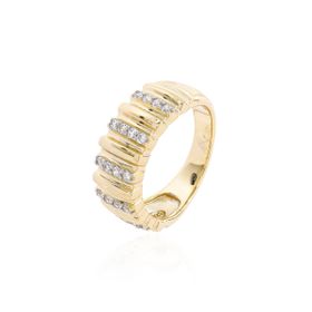Imagem do produto Anel com gomos cravejados de zircônia e lisos em prata 925 folheado a ouro 18K