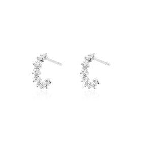Imagem do produto Brinco moissanite 1mm meia argola com cravação em prata 925