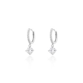 Imagem do produto Brinco argola de click com ponto de luz moissanite 5mm e meia cravação no aro em prata 925