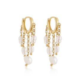 Imagem do produto Brinco argola bubble slim pérolas folheado a ouro 18k