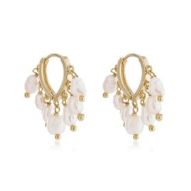 Imagem do produto Brinco argola Drop Bubble pérolas folheado a ouro 18k