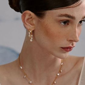 Imagem do produto Brinco argola Drop Bubble pérolas folheado a ouro 18k