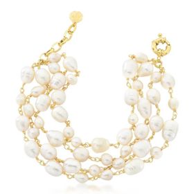 Imagem do produto Pulseira Fios Rustic Pearl pérolas folheada a ouro 18k