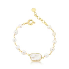 Imagem do produto Pulseira Rustic Pearl pérolas folheada a ouro 18k
