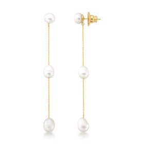 Imagem do produto Brinco Three Pearls pérolas naturais folheado a ouro 18k