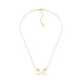 Imagem do produto Colar curto com pérola e esferas douradas folheado a ouro 18K