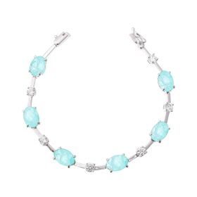 Imagem do produto Pulseira ocean riviera fio paca com pontos de luz de zircônia e cristal paraíba em prata 925