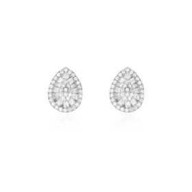 Imagem do produto Brinco Moissanite 9mm 1,24ct pizza gota miolo cravejado baguetado em volta prata 925