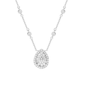 Imagem do produto Colar Moissanite 1,08ct Gota 9mm cravação pizza e ponto de luz em volta prata 925