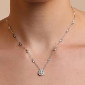 Imagem do produto Colar Moissanite 1,08ct Gota 9mm cravação pizza e ponto de luz em volta prata 925