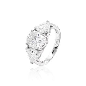 Imagem do produto anel moissanite central 8mm com triangulo de cada lado 4mm em prata 925