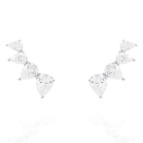 Imagem do produto Brinco earcuff com 4 moissanites gotas degradê em prata 925
