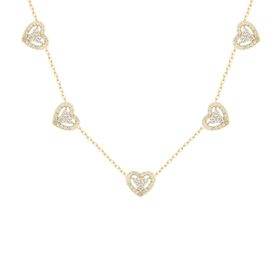 Imagem do produto Colar 5 corações cravejados de zircônia em prata 925 folheado a ouro 18K