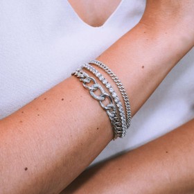 Imagem do produto Pulseira Brillantring com Elos Lisos e Cravejados de Zircônias Prata 925
