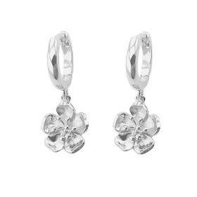 Imagem do produto Brinco argola de click com flor pendente lisa em prata 925