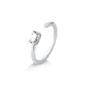 Imagem do produto Anel Moissanite 4,6mm Solitário Aro Aberto Liso em Prata 925