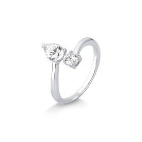 Imagem do produto Anel Moissanite Gota e Ponto de Luz 5,7mm Aro Aberto e Liso em Prata 925