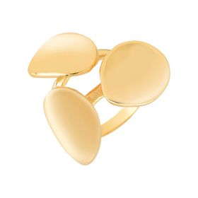 Imagem do produto Anel Aro Vazado com 3 Pétalas Liso Folheado a Ouro 18K