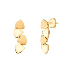 Imagem do produto Brinco com Triângulos Pendentes Fosco e Liso intercalado Folheado a Ouro 18K