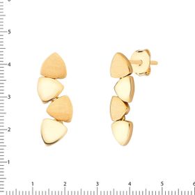 Imagem do produto Brinco com Triângulos Pendentes Fosco e Liso intercalado Folheado a Ouro 18K