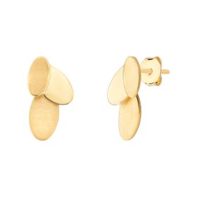 Imagem do produto Brinco Três Pétalas Foscas e Lisas Folheado a Ouro 18K