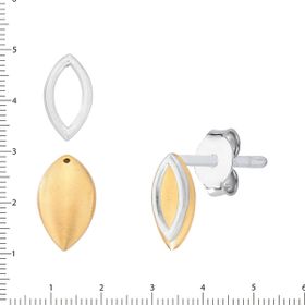 Imagem do produto Brinco Duas Folhas Mix de Banhos Com Moldura Prata Removivel Folheado a Ouro 18K