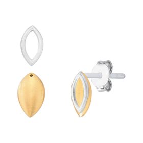 Imagem do produto Brinco Duas Folhas Mix de Banhos Com Moldura Prata Removivel Folheado a Ouro 18K