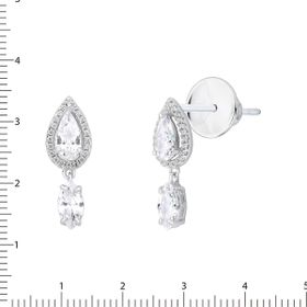 Imagem do produto Brinco Gota Cravejada com Cristal Oval Pendente em Prata 925