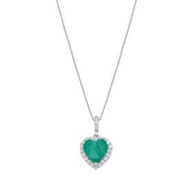 Imagem do produto Colar com Coração de Cristal de Esmeralda Cravejada de Zircônias em Prata 925