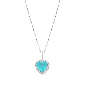 Imagem do produto Colar com Coração de Cristal de Paraíba Cravejada de Zircônias em Prata 925