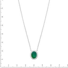 Imagem do produto Colar Cristal Oval Esmeralda com Cravação de Triângulos de Zircônia em Prata 925