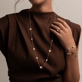 Imagem do produto Colar Longo Orgânico Glow Mix de Banhos com  Zircônia Folheado a Ouro 18K