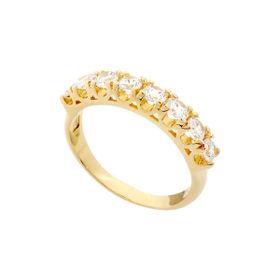 Imagem do produto Anel meia Aliança com 8 Zircônias no Aro em Prata 925 Folheado a Ouro 18K