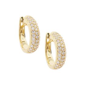 Imagem do produto Brinco Argola Aberta de Click com Meio aro Cravejado de Zircônia em Prata 925 Folheado a Ouro 18K