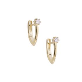 Imagem do produto Brinco Argola Click Fina Lisa com Ponto de Luz de Zircônia em Prata 925 Folheado a Ouro 18K