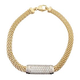 Imagem do produto Pulseira 18cm Rabo de Rato com Parte Cravejada de Zircônias em Prata 925 Folheado a Ouro 18K