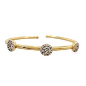Imagem do produto Pulseira Rígida Lisa com 3 Pavês de Zircônia em Prata 925 Folheado a Ouro 18K