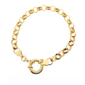 Imagem do produto Pulseira 20cm Com Elos Argolinhas Lisas Vazadas em Prata 925 Folheado a Ouro 18K