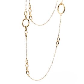 Imagem do produto Colar Longo com elos maiores liso em Prata 925 Folheado a Ouro 18K