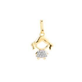 Imagem do produto Pingente Diamante 3pts Menina Cravejado em Ouro 18K