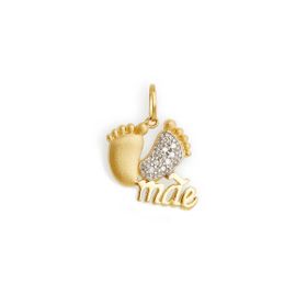 Imagem do produto Pingente Pé Cravejado de Zircônia Mâe em Ouro 18K